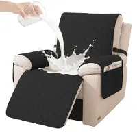 Merkloos Sesselschoner Relaxsessel Wasserdicht - Antirutsch - Schwarz - Für 1-Sitzer mit 2 Taschen