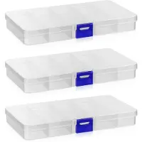 Merkloos Sortierbox Sortierkasten Aufbewahrungsbox - 15 Fächer - Kunststoff - Set mit 3 Stück - 17,4 x 10 x 2,3 cm