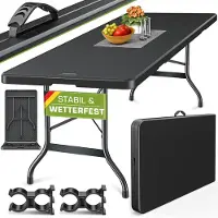 Merkloos Klapptisch Gartentisch Campingtisch - Inklappbar - 220 x 70 cm - Kunststoff - Für Garten, Terrasse und Balkon