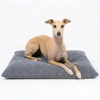 4L Textil MOLLY Hundekissen aus Cord, wendbares Hundebett, abnehmbarer waschbarer Bezug, für große Hunde, 120x100 cm, Dunkelgrau