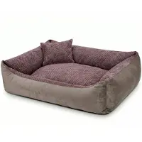 4L Textil TEO Kuscheliges Hundebett mit Rand, abnehmbarer waschbarer Bezug, für große Hunde, 120x100 cm, Braun