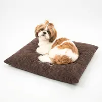 4L Textil MOLLY Hundekissen aus Cord, wendbares Hundebett, abnehmbarer waschbarer Bezug, für kleine Hunde und Katzen, 60x50 cm, Dunkelbraun