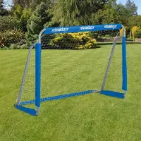 Merkloos Fußballtor – Für den Garten – Metall mit Netz – 110 x 152 x 74 cm – Für Kinder und Erwachsene – Grau und blau