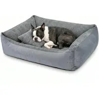 4L Textil TEO Kuscheliges Hundebett mit Rand, komplett waschbar, für kleine Hunde und Katzen, 60x40 cm, Dunkelgrau