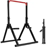 Merkloos Klappbare Klimmstange Dipstation Kraftstation - 8 Höhenstufen - Stahl - 91 cm breit - Für Ganzkörpertraining zu Hause