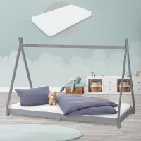Merkloos Kinderzelt in Tipi-Form - 90 x 200 cm - Aus massivem Kiefernholz - Hellgrau