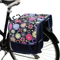 Merkloos Doppelte Fahrradtasche Gepäckträgertasche Hinterradtasche - 26 L - Rosa Gänseblümchen - 32 x 32 x 12 cm - Für Gepäckträger 12 bis 16 cm breit