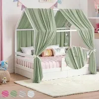 Markenlos Himmel für Hausbett aus Baumwolle grün 270 x 67 cm Kinderzimmer