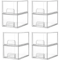 LTPRTZ Aufbewahrungsboxen – Organizer für Regale – Ordnung im Haus – Stapelbares Design – 8 Stück – Transparent