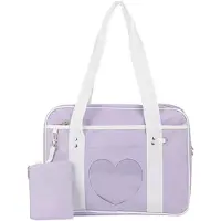 Merkloos Japanischer Schulranzen im Itabag-Stil, lila Handtasche mit Reißverschluss und mehreren Fächern, 36 x 13 x 26 cm