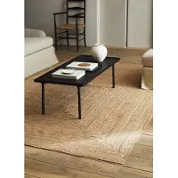 Sonstiges Jute-Teppich handgewebt 1,2 x 1,8 m Vintage-Beige rechteckig wendbar Bauernhaus