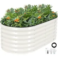 Merkloos Pflanzkasten – Erhöhtes Beet – 4 x 2 x 1,4 ft – Verzinktes Metall – Weiß