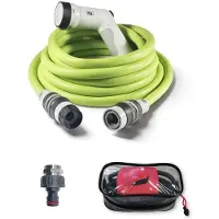 Merkloos Gartenschlauch-Set – 15 m – Leichtgewicht – Mehrfachstrahl-Pistole – Limettengrün – Für Terrasse und Auto