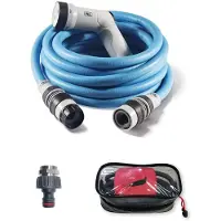 Merkloos Gartenschlauch – Leichtgewicht – Sprühpistole – 15 m – Blau – Mit Wasserhahnadapter und Halterung