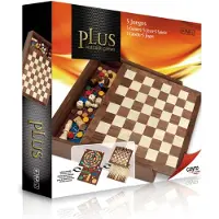 Merkloos Brettspielset Gesellschaftsspiel - 5 Spiele in 1 - Holz - Für 2 bis 4 Spieler - Ab 8 Jahren