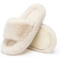 Merkloos Damenslipper, Hausschuhe – Mit Memory-Schaum – Rutschfeste Sohle – Kunstfell – Warm und weich