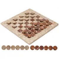 Merkloos Schachspiel Dame Brettspiel - Marmor - 38,1 cm - Koralle und Rot - Auch als Schachbrett