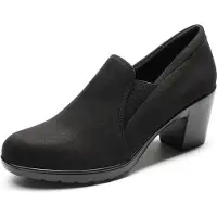 Merkloos Pumps für Damen, geschlossene Spitze, Slip-On-Modell, Absatzhöhe ca. 10 cm, schwarzes Kunstwildleder, Größe 36