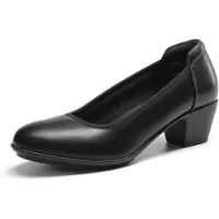 Merkloos Damenschuhe mit Blockabsatz von 5 cm, geschlossener, runder Schuhkopf, schwarz, Größe 37,5 EU