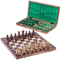 Merkloos Schachbrett Schachspiel Schachset - Schachfiguren - 52 x 52 cm - Buche und Hainbuche - Mit Box