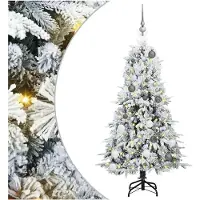 vidaXL Künstlicher klappbarer Weihnachtsbaum Grün und Weiß 150 cm