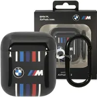 BMW BMA222SWTK AirPods 1/2 Schutzhülle, Schwarz, mit mehrfarbigen Linien