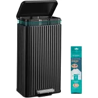 Songmics Mülleimer Küche, 50 L Tretmülleimer, Softclose, aus Stahl – Schwarz