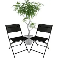 Bauerkraft 2 moderne schwarze Metall-Gartenstühle klappbar