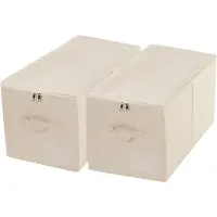 Generisch Große, faltbare Aufbewahrungsboxen aus Stoff – Set mit 2 Stück – Ideal für Winterkleidung im Schlafzimmer und im Kleiderschrank – Beige