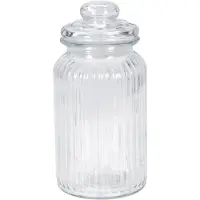 Eh Excellent Houseware Geriffeltes Glas mit dicht schließendem Deckel, 1000 ml