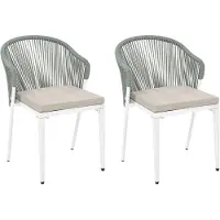Beliani Gartenstühle 2er Set Grün Metall Seilgeflecht Rückenlehne mit Sitzkissen Modernes Design Stühle Outdoor Terrasse Garten