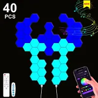 StarTech.com Hexagon-LED-Nachtlicht - Modulare Wandleuchten - 40-teilig - RGB-Farben - Musik-Synchronisation - App- und Fernbedienung - Dimmbar - Bluetooth