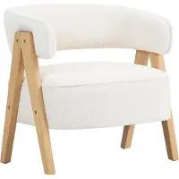 HOMCOM Sessel gepolsterter Loungesessel mit Armlehnen, Fleece-Optik, Weiß