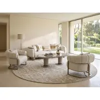 AEA Wohnzimmer set 3-Sitzer Sofa 2x Sessel Couchtisch Weiß Komfortabel
