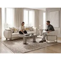 AEA Wohnzimmer set 3-Sitzer Sofa Sessel Couchtisch Beistelltisch Weiß