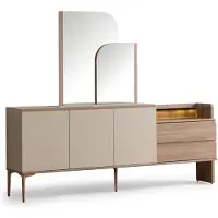 AEA Modern Beige Sideboard Spiegel Esszimmer Holz Glas Kommode Elegantes