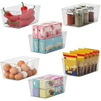 Merkloos Kühlschrank-Organizer – Aufbewahrungsboxen – Transparent mit Griffen – Stapelbar – 6 Stück – 24 x 13,5 x 11 cm