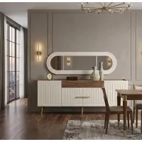 AEA Sideboard Kommode Spiegel Beige Braun Modern Elegant Edel