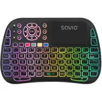 Savio SAVMKW-04, QWERTY, US Englisch, Touchpad, PC computer / Laptop Windows / Linux Smart TV / Android TV TV BOX Xbox / PlayStation Projector..., Schwarz, Mehrfarbig