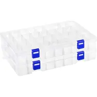 Merkloos Sortierbox – Verstellbare Fächer – 34 Fächer – 28 x 18,3 x 4 cm – Transparent