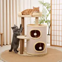 OEM Kratztonne für Katzen, 4 Ebenen, Sisal, Plüsch, 85x55 cm, beige