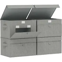 Merkloos Aufbewahrungsboxen mit Sichtfenster – 33 x 23 x 20 cm – Grau – 4 Stück