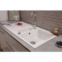 Respekta Küchenspüle Einbauspüle Spülbecken Granitspüle 100 x 50 Weiß Austin