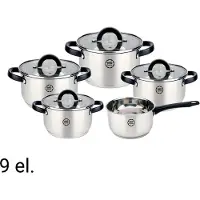 MG HOME Black Kochtopf-Set Edelstahl 9 Teile mit Stieltopf