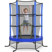 Songmics Kinder Trampolin Indoor und Outdoor 174 cm, Mini Fitness Trampolin – blau