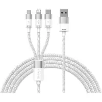 Baseus 3-in-1-USB-A-auf-USB-C-/Micro-/Lightning-Kabel, 1,2 m - Weiß