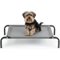 Merkloos Erhöhter Hundebett für Innen- und Außenbereich, 75 x 47 cm, mit Metallrahmen und abnehmbarer Bezug, grau