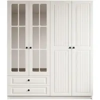 AEA Stilvoller Drehtürenschrank Viertüriger Landhausstil Vitrin Schubladen