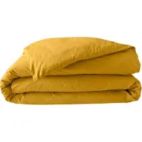 Merkloos Bettbezug 240 x 220 cm in Curryfarbe, aus Perkal-Baumwolle