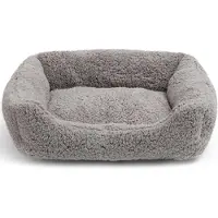 Merkloos Katzenbett mit Sherpa-Fleece in Hellgrau, 55 x 45 x 15 cm, geeignet für Katzen, Welpen und kleine Hunde